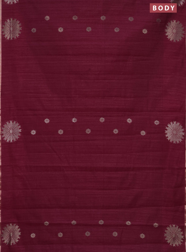 Banarasi semi matka saree wine shade with woven buttas and woven butta border