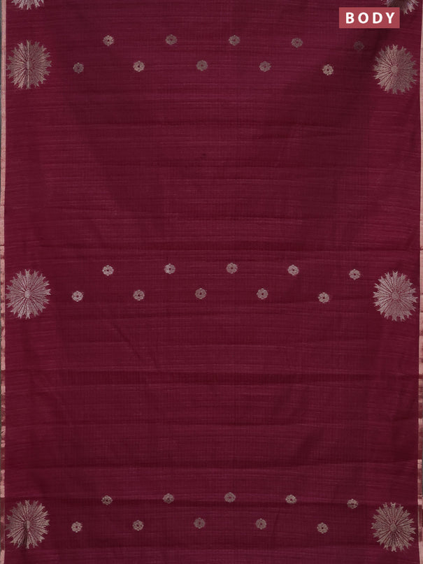 Banarasi semi matka saree wine shade with woven buttas and woven butta border