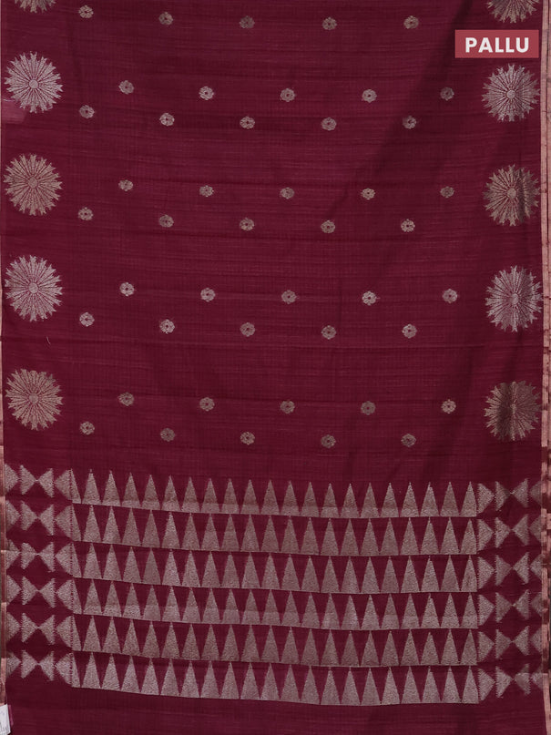 Banarasi semi matka saree wine shade with woven buttas and woven butta border