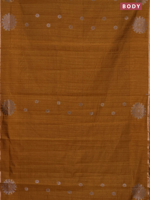 Banarasi semi matka saree dark mustard with woven buttas and woven butta border