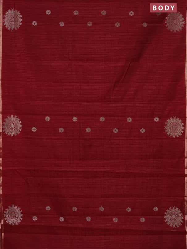 Banarasi semi matka saree maroon with woven buttas and woven butta border