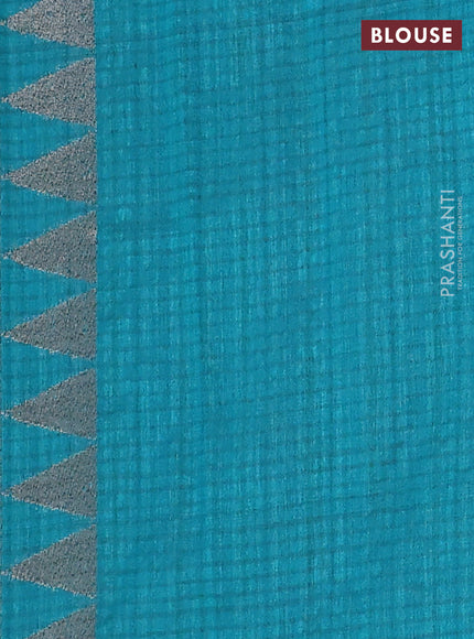 Banarasi semi matka saree teal green with woven buttas and woven butta border