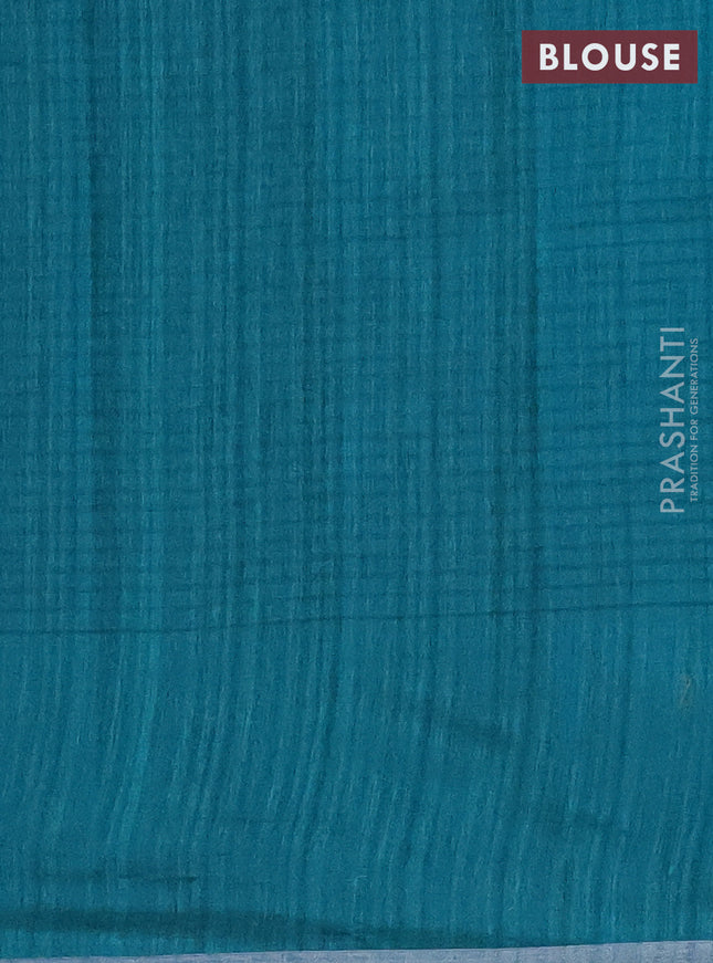 Banarasi semi matka saree teal green with woven buttas and woven butta border