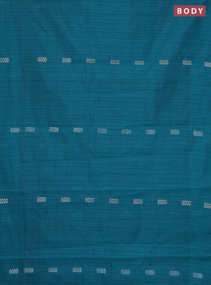 Banarasi semi matka saree teal green with silver & gold zari woven buttas in borderless style