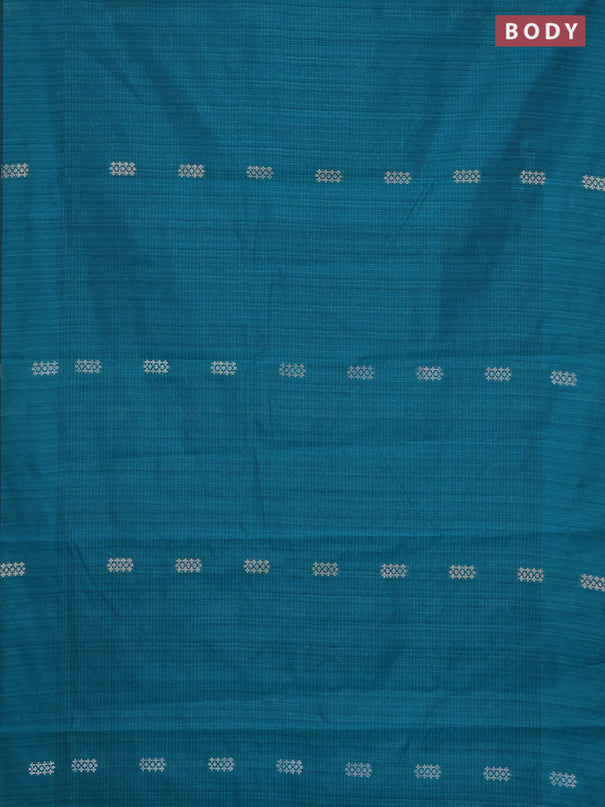 Banarasi semi matka saree teal green with silver & gold zari woven buttas in borderless style