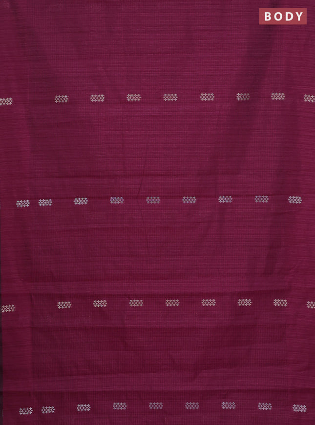 Banarasi semi matka saree wine shade with silver & gold zari woven buttas in borderless style