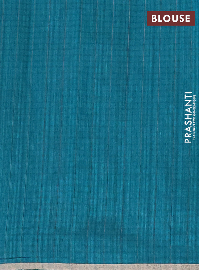 Banarasi semi matka saree teal green shade with silver & gold zari woven buttas and zari woven piping border