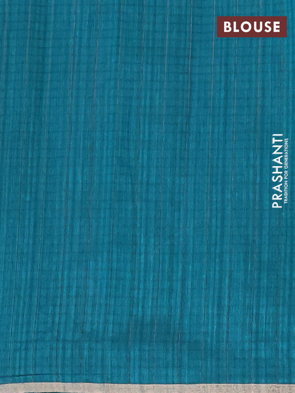 Banarasi semi matka saree teal green shade with silver & gold zari woven buttas and zari woven piping border