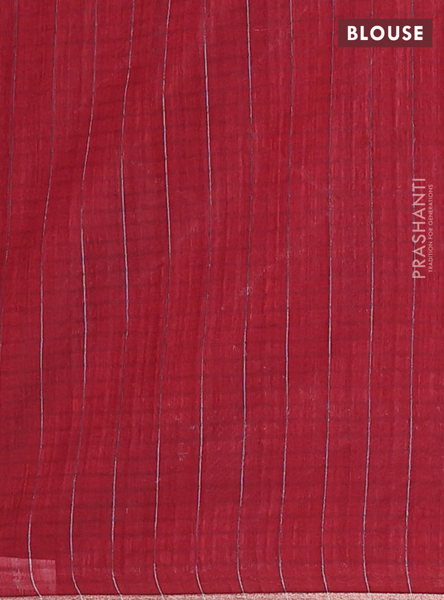 Banarasi semi matka saree maroon with silver & gold zari woven buttas and zari woven piping border