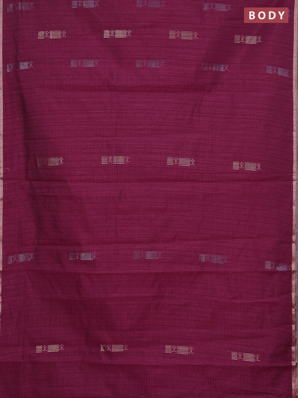 Banarasi semi matka saree wine shade with silver & gold zari woven buttas and zari woven piping border