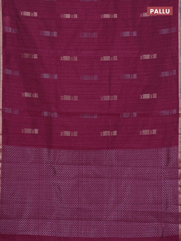 Banarasi semi matka saree wine shade with silver & gold zari woven buttas and zari woven piping border
