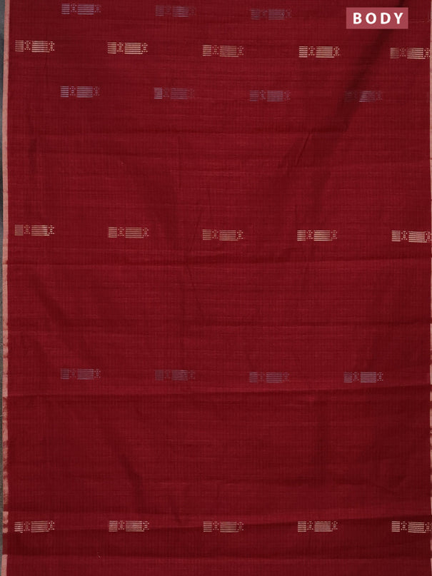 Banarasi semi matka saree maroon with silver & gold zari woven buttas and zari woven piping border