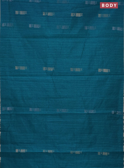 Banarasi semi matka saree teal green with silver & gold zari woven buttas and zari woven piping border