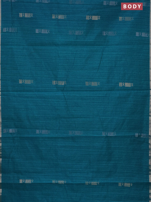 Banarasi semi matka saree teal green with silver & gold zari woven buttas and zari woven piping border