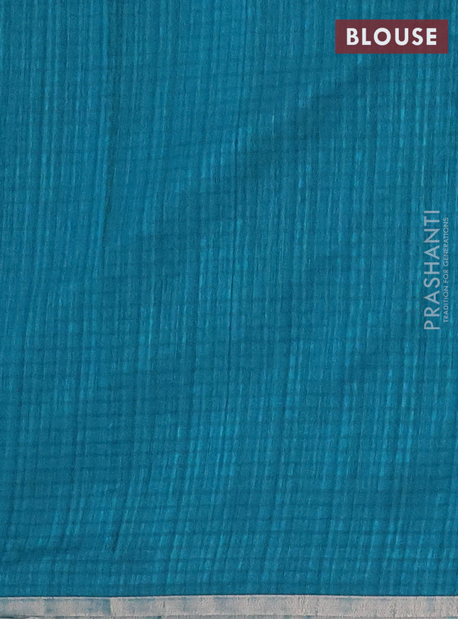 Banarasi semi matka saree teal green with silver & gold zari woven buttas and zari woven piping border