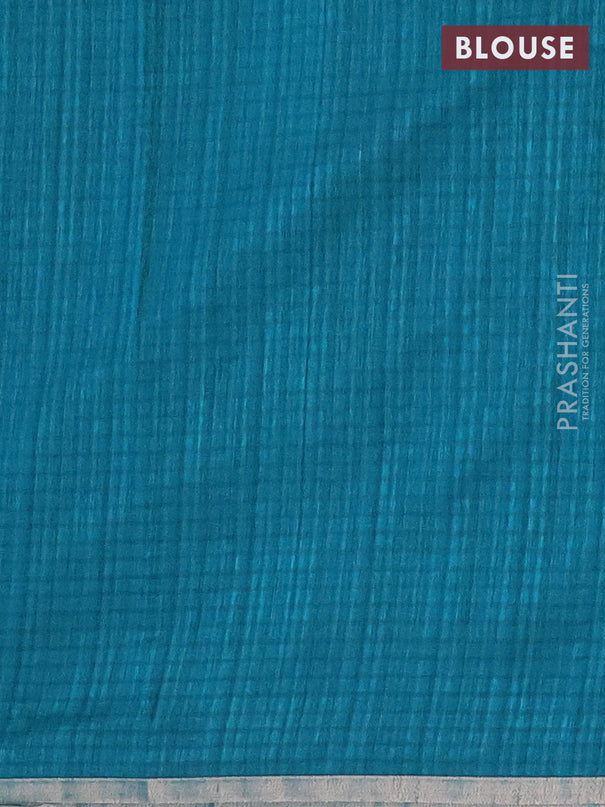 Banarasi semi matka saree teal green with silver & gold zari woven buttas and zari woven piping border