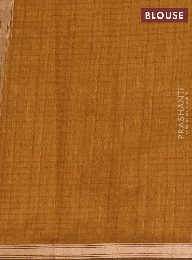 Banarasi semi matka saree dark mustard with silver & gold zari woven buttas and temple design zari woven border