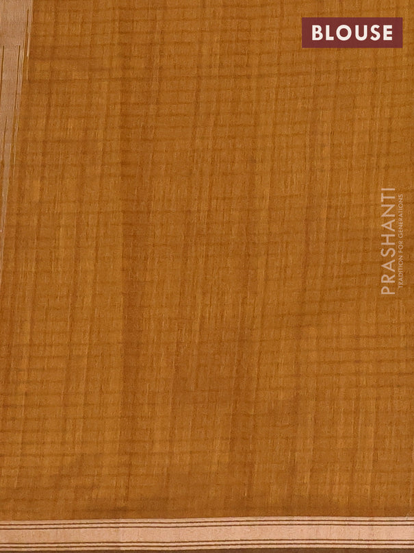 Banarasi semi matka saree dark mustard with silver & gold zari woven buttas and temple design zari woven border