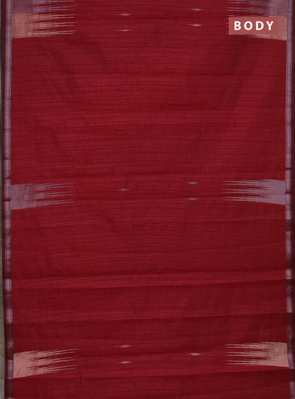 Banarasi semi matka saree maroon with silver & gold zari woven buttas and temple design zari woven border