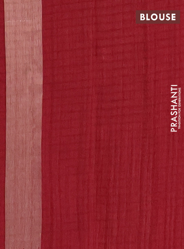 Banarasi semi matka saree maroon with silver & gold zari woven buttas and temple design zari woven border