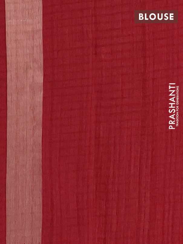 Banarasi semi matka saree maroon with silver & gold zari woven buttas and temple design zari woven border