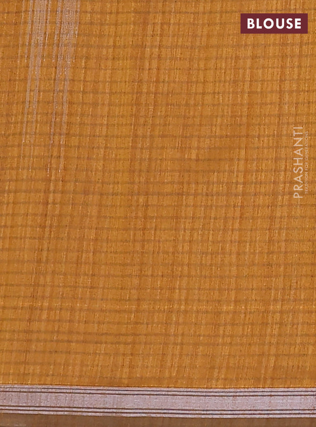 Banarasi semi matka saree dark mustard with silver & gold zari woven buttas and temple design zari woven border