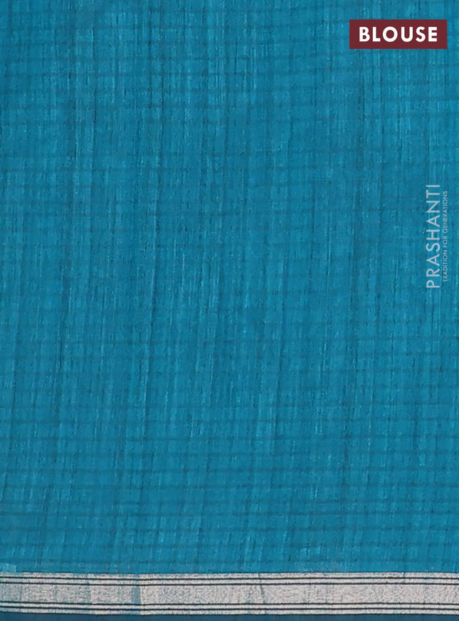 Banarasi semi matka saree teal green with silver & gold zari woven buttas and temple design zari woven border