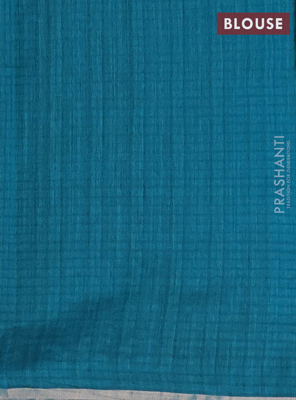 Banarasi semi matka saree teal green shade with silver & gold zari woven buttas and zari woven piping border