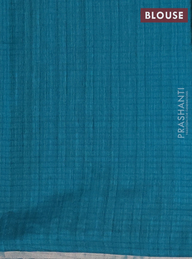 Banarasi semi matka saree teal green shade with silver & gold zari woven buttas and zari woven piping border