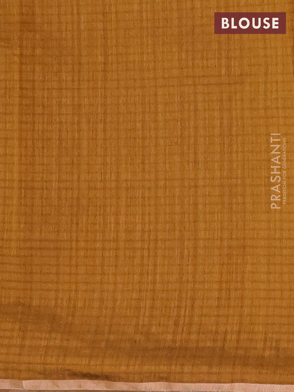 Banarasi semi matka saree dark mustard with silver & gold zari woven buttas and zari woven piping border