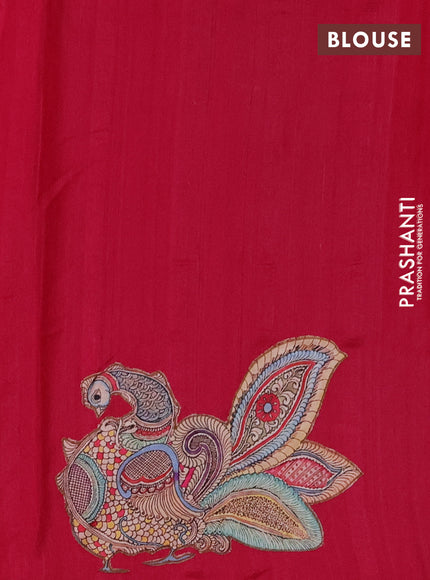 Semi tussar saree pink with kalamkari applique work