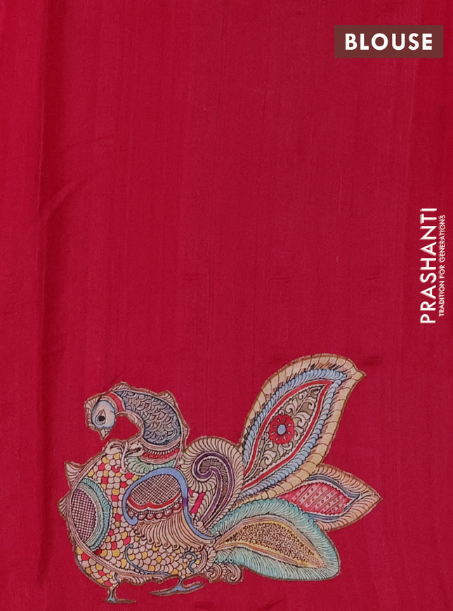Semi tussar saree pink with kalamkari applique work