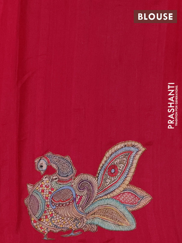 Semi tussar saree pink with kalamkari applique work