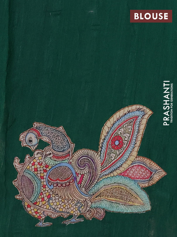 Semi tussar saree green with kalamkari applique work