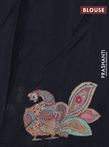 Semi tussar saree black with kalamkari applique work