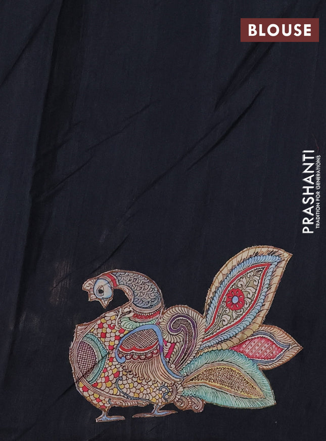 Semi tussar saree black with kalamkari applique work