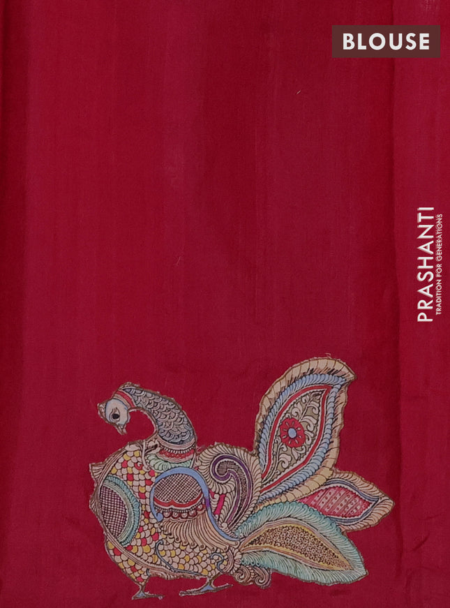 Semi tussar saree pink with kalamkari applique work