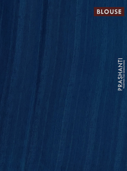 Semi tussar saree peacock blue with kalamkari applique work