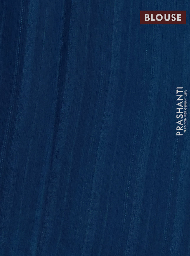 Semi tussar saree peacock blue with kalamkari applique work