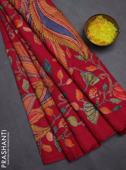 Semi tussar saree pink with kalamkari applique work
