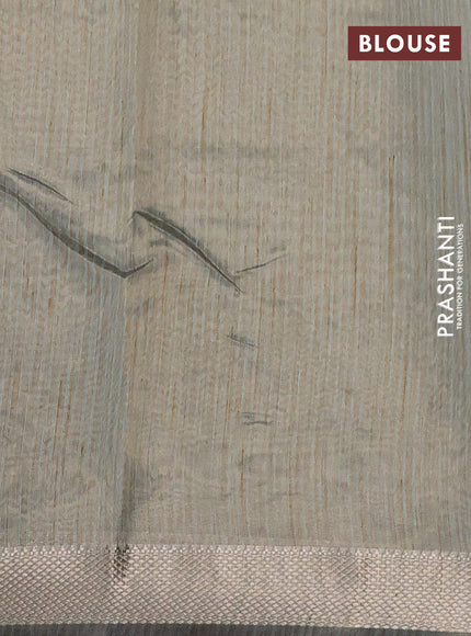 Semi tussar saree teal green shade with kalamkari applique work and zari woven border