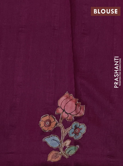 Semi tussar saree purple with kalamkari applique work