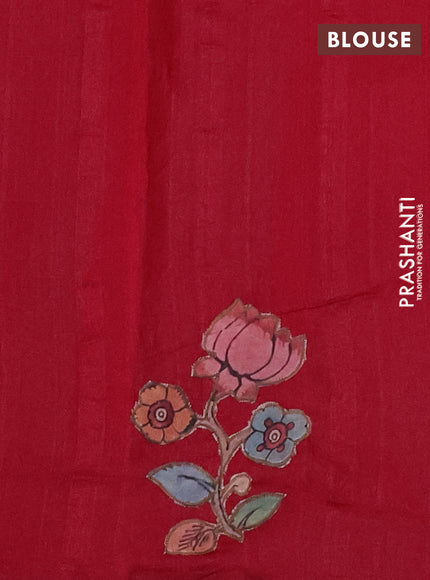 Semi tussar saree maroon with kalamkari applique work