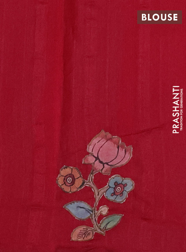 Semi tussar saree maroon with kalamkari applique work