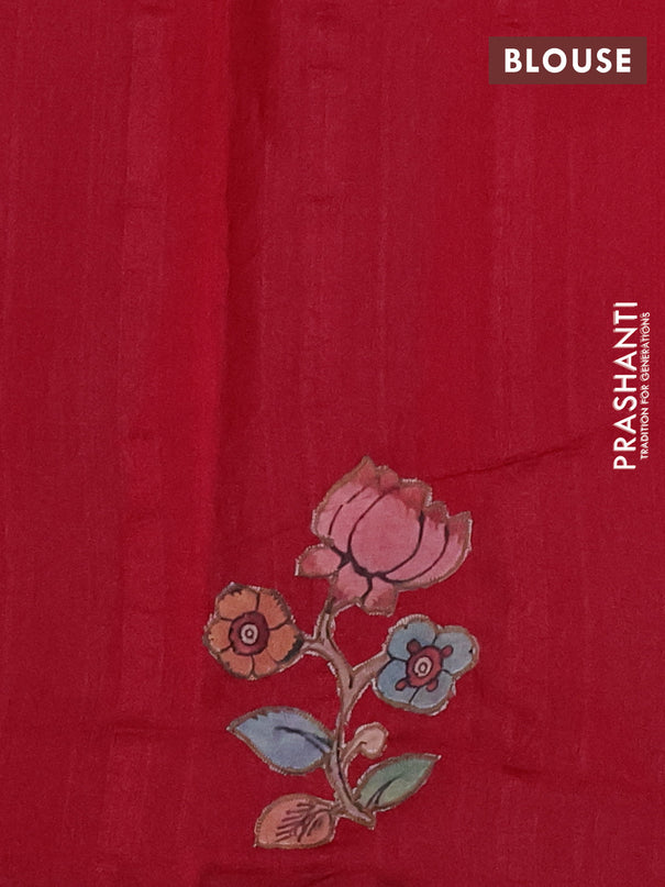 Semi tussar saree maroon with kalamkari applique work