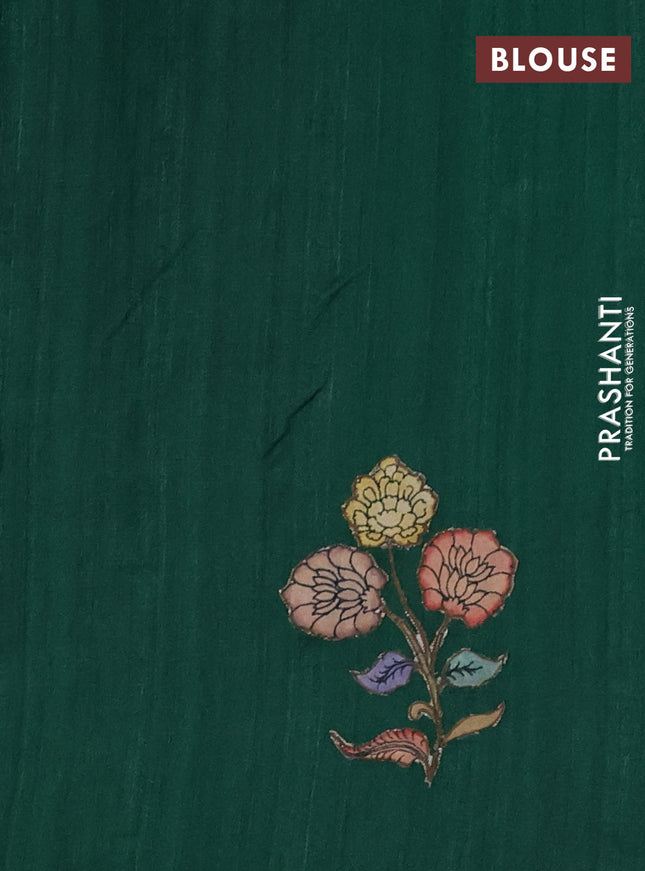 Semi tussar saree green with kalamkari applique work