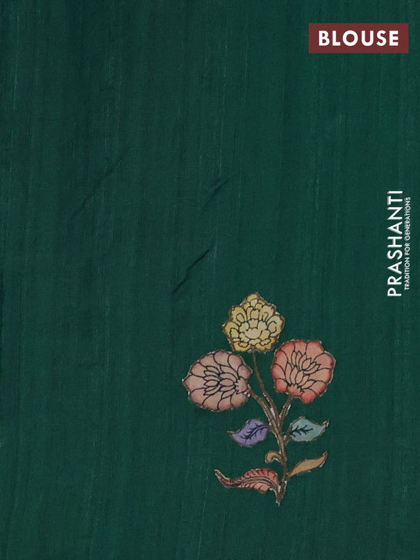 Semi tussar saree green with kalamkari applique work