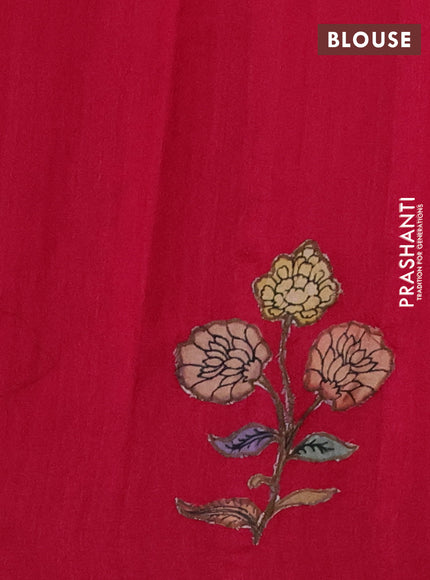 Semi tussar saree pink with kalamkari applique work