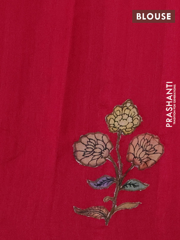 Semi tussar saree pink with kalamkari applique work