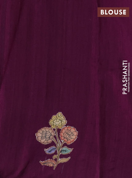 Semi tussar saree purple with kalamkari applique work